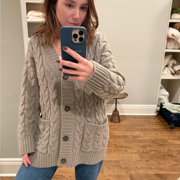 NAADAM Women's Chunky Cable Knit Cardigan - Beige - Picture 4 of 4